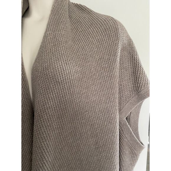 Lands' End Cardigan Open Front waffle knit pockets brown ~ 1X 16W- 18W - Picture 2 of 4